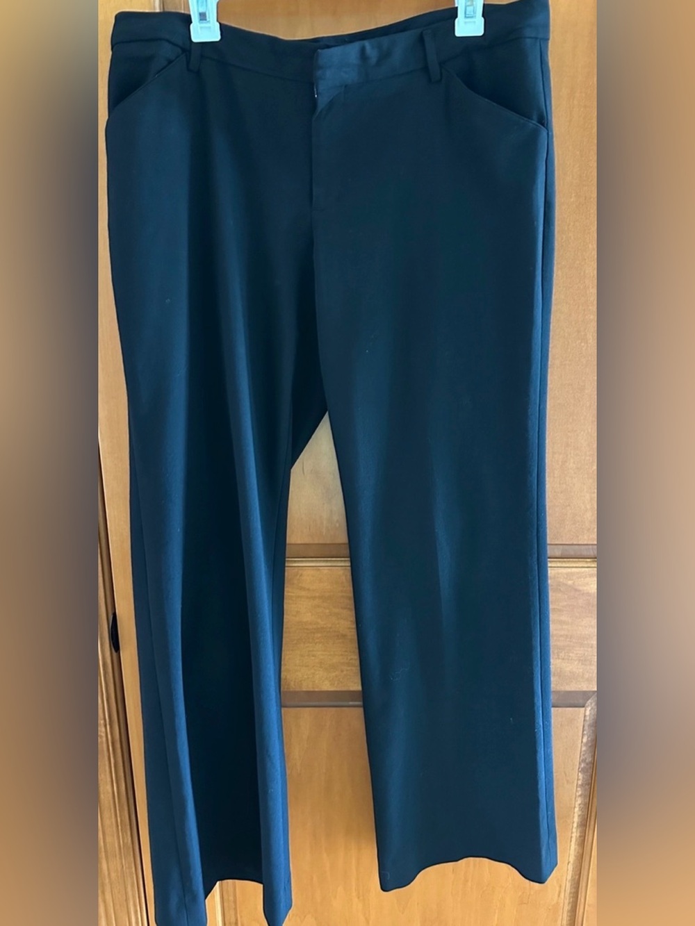 Gap Perfect Trouser Black Wide Leg Dress Pants Size 12R Mid Rise Stretch